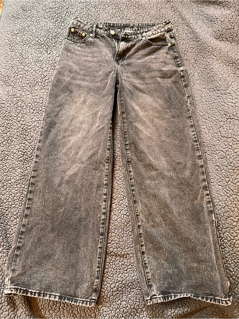 Blue Asphalt Women's Wide-Leg Washed Black Jeans Winged Back Size S